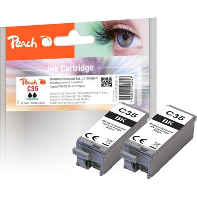 Peach, Druckerpatrone, Twin Ink Cartridge, compatible with Canon PGI-35, 1509B001 (BK) Peach, Druckerpatrone, Twin Ink Cartridge, compatible with Canon PGI-35, 1509B001 (BK)