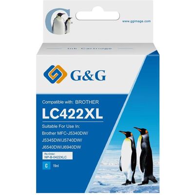 G&G, Druckerpatrone, Kompatible Tintenpatrone, Cyan, 1500 Seiten, Brother (C) G&G, Druckerpatrone, Kompatible Tintenpatrone, Cyan, 1500 Seiten, Brother (C)