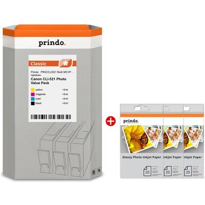 Prindo, Druckerpatrone, Classic Multipack Noir(e) / Cyan / Magenta / Jaune (PRSCCLI521 Multi MCVP) (BK, C, M, Y) Prindo, Druckerpatrone, Classic Multipack Noir(e) / Cyan / Magenta / Jaune (PRSCCLI521 Multi MCVP) (BK, C, M, Y)