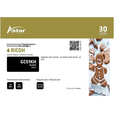 Astar, Druckerpatrone, AS70731 RIC. SG3210 TINTE BK 405862 / GC51KH 2900Seiten 50ml (BK) Astar, Druckerpatrone, AS70731 RIC. SG3210 TINTE BK 405862 / GC51KH 2900Seiten 50ml (BK)