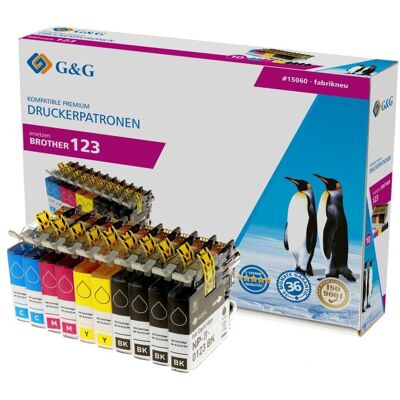 G&G, Druckerpatrone, Patrone Brother LC-123 XL- n 10er-Set 4x BK, 2x C,M,Y (BK, C, M, Y) G&G, Druckerpatrone, Patrone Brother LC-123 XL- n 10er-Set 4x BK, 2x C,M,Y (BK, C, M, Y)