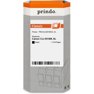 Prindo, Druckerpatrone, kompatibel mit Canon CLI-551BK (BK) Prindo, Druckerpatrone, kompatibel mit Canon CLI-551BK (BK)