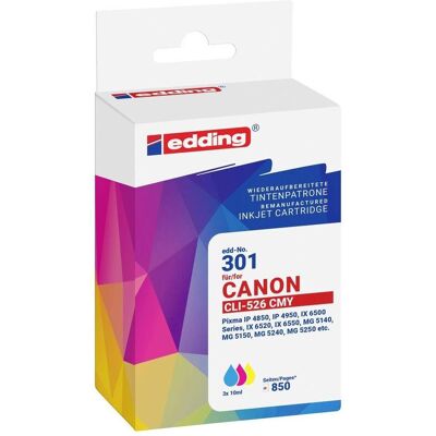 Edding, Druckerpatrone, EDD-301 cyan, magenta, gelb Druckerpatronen kompatibel zu Canon CLI-526 C/M/Y, 3er-Set (C, M, Y) Edding, Druckerpatrone, EDD-301 cyan, magenta, gelb Druckerpatronen kompatibel zu Canon CLI-526 C/M/Y, 3er-Set (C, M, Y)