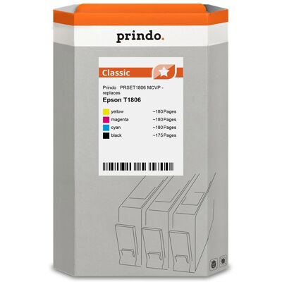 Prindo, Druckerpatrone, Classic Multipack Noir(e) / Cyan / Magenta / Jaune (PRSET1806 MCVP) (BK, C, M, Y) Prindo, Druckerpatrone, Classic Multipack Noir(e) / Cyan / Magenta / Jaune (PRSET1806 MCVP) (BK, C, M, Y)