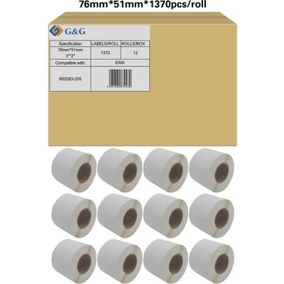 G&G, Etikettenrolle, Toner kompatibel mit Zebra 800283-205 (76 mm) G&G, Etikettenrolle, Toner kompatibel mit Zebra 800283-205 (76 mm)