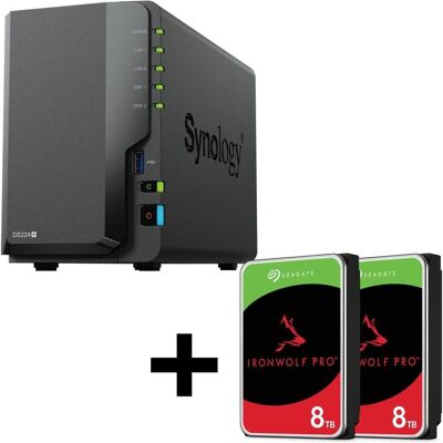 Synology DiskStation DS224+ 2 Einschübe NAS-Server Leergehäuse + 16TB (2x8TB) Seagate Ironwolf SATA (2 x 8 TB, Seagate Ironwolf), NAS, Schwarz, Grau Synology DiskStation DS224+ 2 Einschübe NAS-Server Leergehäuse + 16TB (2x8TB) Seagate Ironwolf SATA (2 x 8 TB, Seagate Ironwolf), NAS, Schwarz, Grau