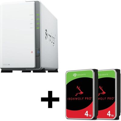 Synology DiskStation DS223J 2 Einschübe NAS-Server Leergehäuse + 8TB (2x4TB) Seagate Ironwolf SATA 3 (2 x 4 TB), NAS, Schwarz Synology DiskStation DS223J 2 Einschübe NAS-Server Leergehäuse + 8TB (2x4TB) Seagate Ironwolf SATA 3 (2 x 4 TB), NAS, Schwarz