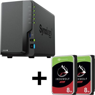 Synology DiskStation DS224+ 2 Einschübe NAS-Server Leergehäuse + 16TB (2x8TB) Seagate Ironwolf SATA (2 x 8 TB, Seagate Ironwolf), NAS, Schwarz, Grau Synology DiskStation DS224+ 2 Einschübe NAS-Server Leergehäuse + 16TB (2x8TB) Seagate Ironwolf SATA (2 x 8 TB, Seagate Ironwolf), NAS, Schwarz, Grau