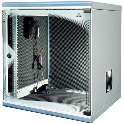 Apranet optiRACK "silent" aktiv 12HE, 612x555x600mm, schallgedämmt (12 HE, 19 Zoll Rack), Serverschrank, Blau, Grau Apranet optiRACK "silent" aktiv 12HE, 612x555x600mm, schallgedämmt (12 HE, 19 Zoll Rack), Serverschrank, Blau, Grau