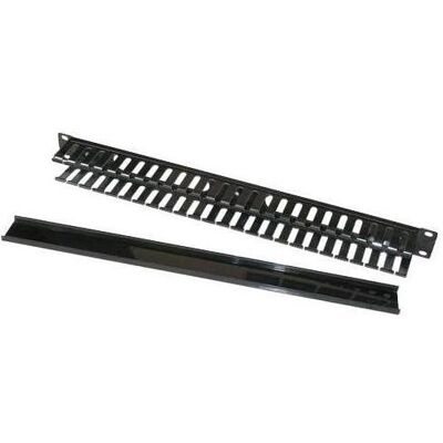 OEM 19" vyvazovací panel 1U, kovový s plastovým krytem, 40x50mm, průchozí, černý, Server Zubehör, Schwarz OEM 19" vyvazovací panel 1U, kovový s plastovým krytem, 40x50mm, průchozí, černý, Server Zubehör, Schwarz