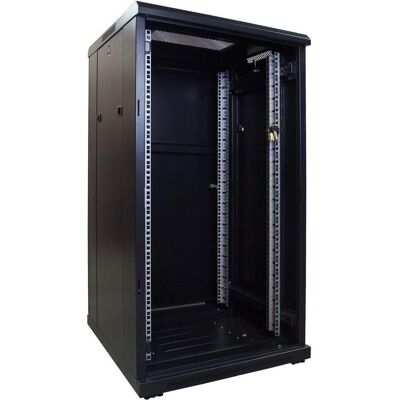 Dsit 22 HE 19” Serverschrank, mit Glastür (BxTxH) 600 x 600 x 1200mm (22 HE, 19 Zoll Rack), Serverschrank, Schwarz Dsit 22 HE 19” Serverschrank, mit Glastür (BxTxH) 600 x 600 x 1200mm (22 HE, 19 Zoll Rack), Serverschrank, Schwarz