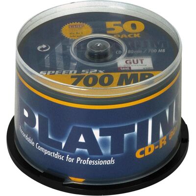 Platinum CD R 80 Rohling 700 MB 50 St. Spindel (50x), Optischer Datenträger Platinum CD R 80 Rohling 700 MB 50 St. Spindel (50x), Optischer Datenträger