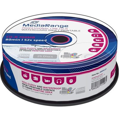 MediaRange CD-R 700 MB 52x 25 vnt (MRPL512) (25x), Optischer Datenträger MediaRange CD-R 700 MB 52x 25 vnt (MRPL512) (25x), Optischer Datenträger