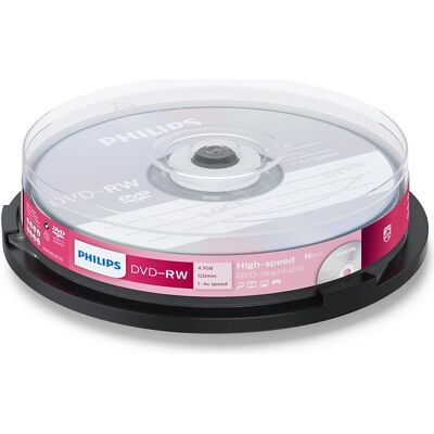 Philips 1x10 DVD-RW 4,7GB 4x SP (10x), Optischer Datenträger Philips 1x10 DVD-RW 4,7GB 4x SP (10x), Optischer Datenträger