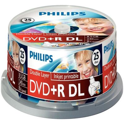Philips 1x25 DVD+R 8,5GB DL 8x IW SP (25x), Optischer Datenträger Philips 1x25 DVD+R 8,5GB DL 8x IW SP (25x), Optischer Datenträger