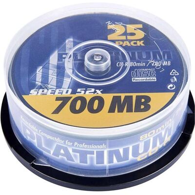 Platinum 102565 CD-R 80 Rohling 700 MB 25 St. Spindel (25x), Optischer Datenträger Platinum 102565 CD-R 80 Rohling 700 MB 25 St. Spindel (25x), Optischer Datenträger