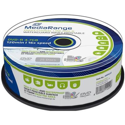 MediaRange DVD-R 4.7GB, 25er Spindel (25x), Optischer Datenträger MediaRange DVD-R 4.7GB, 25er Spindel (25x), Optischer Datenträger