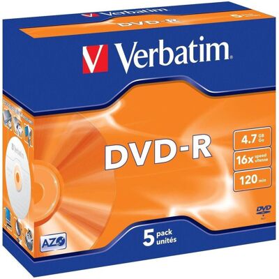 Verbatim DVD-R, 4.7GB, 16x, 5er Pack (5x), Optischer Datenträger Verbatim DVD-R, 4.7GB, 16x, 5er Pack (5x), Optischer Datenträger