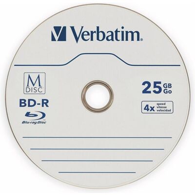 Verbatim M-Disc BD-R 25GB 4x Spindel (25x), Optischer Datenträger Verbatim M-Disc BD-R 25GB 4x Spindel (25x), Optischer Datenträger