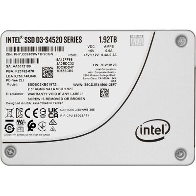 Intel SSD D3 S4520 SERIES 1.9TB 2.5" SATA 6GB/S 3D4 TLC SINGLEPACK (1920 GB, 2.5"), SSD Intel SSD D3 S4520 SERIES 1.9TB 2.5" SATA 6GB/S 3D4 TLC SINGLEPACK (1920 GB, 2.5"), SSD