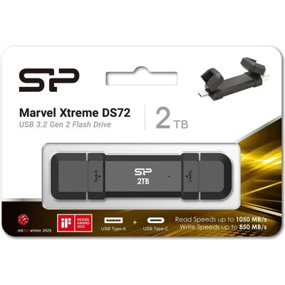 Silicon Power Flash drive DS72 Dual USB-C/USB 3.2 Gen 2 Portable External SSD, 2TB, Black (2 TB), Externe SSD, Schwarz Silicon Power Flash drive DS72 Dual USB-C/USB 3.2 Gen 2 Portable External SSD, 2TB, Black (2 TB), Externe SSD, Schwarz