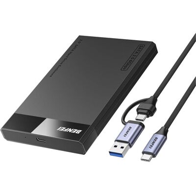Benfei SSD drive housing 2.5 inch SATA SSD USB-C USB-A with UASP SATA III support black (2.5"), Festplattengehäuse, Schwarz Benfei SSD drive housing 2.5 inch SATA SSD USB-C USB-A with UASP SATA III support black (2.5"), Festplattengehäuse, Schwarz