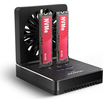 Axagon ADSA-M2C22, USB-C 20Gbps dokovací stanice pro 2× M.2 NVMe/SATA SSD s funkcí klonování, SSD + Festplatte Zubehör Axagon ADSA-M2C22, USB-C 20Gbps dokovací stanice pro 2× M.2 NVMe/SATA SSD s funkcí klonování, SSD + Festplatte Zubehör