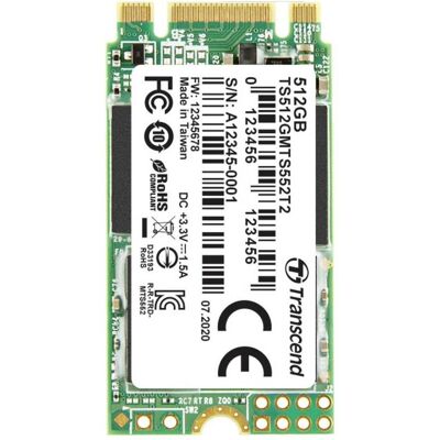 Transcend Interne M.2 PCIe NVMe SSD 2242 552T2 512 SATA 6 Gb/s Retail (512 GB, M.2), SSD Transcend Interne M.2 PCIe NVMe SSD 2242 552T2 512 SATA 6 Gb/s Retail (512 GB, M.2), SSD