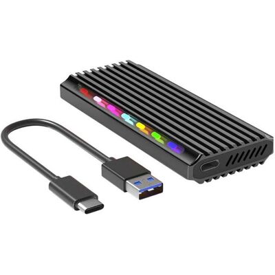 Connectland - Boitier Externe USB3.2 - Pour disques SSD M.2 NVMe PCIe Noir - RGB. (M.2), Festplattengehäuse, Schwarz Connectland - Boitier Externe USB3.2 - Pour disques SSD M.2 NVMe PCIe Noir - RGB. (M.2), Festplattengehäuse, Schwarz