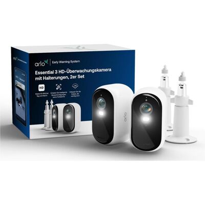 Arlo E3 HD 2-CAMS + 2X Mounts (1920 x 1080 Pixels), Netzwerkkamera, Weiss, Schwarz Arlo E3 HD 2-CAMS + 2X Mounts (1920 x 1080 Pixels), Netzwerkkamera, Weiss, Schwarz