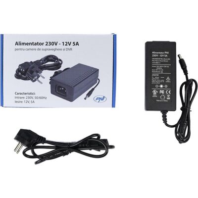 PNI 230V - 12V 5A 60 Watt Netzteil für Überwachungskameras und DVR, Netzwerkkamera Zubehör PNI 230V - 12V 5A 60 Watt Netzteil für Überwachungskameras und DVR, Netzwerkkamera Zubehör