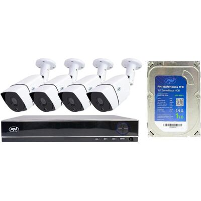 PNI Vollständige HD-Überwachungskit mit 4 Aussenkameras, PTZ-Funktion und 1 TB Festplatte (1920 x 1080 Pixels), Netzwerkkamera, Weiss, Schwarz PNI Vollständige HD-Überwachungskit mit 4 Aussenkameras, PTZ-Funktion und 1 TB Festplatte (1920 x 1080 Pixels), Netzwerkkamera, Weiss, Schwarz