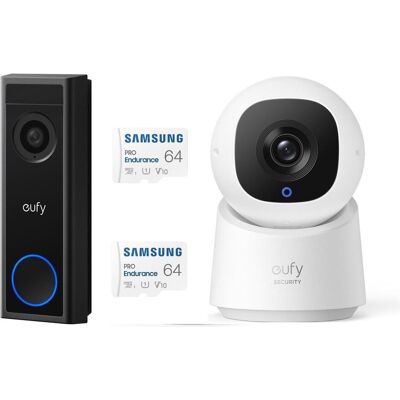 eufy, Klingel + Türsprechanlage, Security C30 2K Draadloze Video Deurbel 2K FHD - Accu Zwart + Security C220 (Kabellos, WLAN) eufy, Klingel + Türsprechanlage, Security C30 2K Draadloze Video Deurbel 2K FHD - Accu Zwart + Security C220 (Kabellos, WLAN)