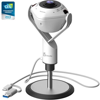 j5Create JVU368-N 360°-AI-gesteuerte-Webcam mit Freisprecheinrichtung (2.10 Mpx), Webcam, Schwarz, Weiss j5Create JVU368-N 360°-AI-gesteuerte-Webcam mit Freisprecheinrichtung (2.10 Mpx), Webcam, Schwarz, Weiss
