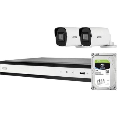 Abus Komplett-Set mit 2 PoE TVVR36423T Mini Tube-Kameras + Rekorder (1920 x 1080 Pixels), Netzwerkkamera, Schwarz, Weiss Abus Komplett-Set mit 2 PoE TVVR36423T Mini Tube-Kameras + Rekorder (1920 x 1080 Pixels), Netzwerkkamera, Schwarz, Weiss