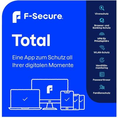 F-Secure TOTAL + Ontrack Data Recovery Vollversion, 5 Geräte, 2 Jahre für Windows F-Secure TOTAL + Ontrack Data Recovery Vollversion, 5 Geräte, 2 Jahre für Windows