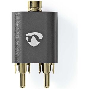 Nedis Stereo Audio Adapter 2X RCA Male 3.5 mm Female Gold Plated Straight Aluminium Gun Metal Grey 1 (Analog -> Analog), Audio Adapter, Grau Nedis Stereo Audio Adapter 2X RCA Male 3.5 mm Female Gold Plated Straight Aluminium Gun Metal Grey 1 (Analog -> Analog), Audio Adapter, Grau
