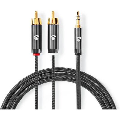 Nedis Stereo-Audiokabel - 3.5 mm Stecker - RCA - Vergoldet - 1 m - rund - Anthrazit/Grau (1 m, Cinch Kabel), Audiokabel Nedis Stereo-Audiokabel - 3.5 mm Stecker - RCA - Vergoldet - 1 m - rund - Anthrazit/Grau (1 m, Cinch Kabel), Audiokabel