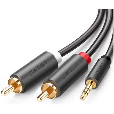 Ugreen AV102 2x RCA cable (Cinch) jack 3.5 mm 1.5m (black) (1.50 m, AUX Kabel, Cinch Kabel), Audiokabel Ugreen AV102 2x RCA cable (Cinch) jack 3.5 mm 1.5m (black) (1.50 m, AUX Kabel, Cinch Kabel), Audiokabel