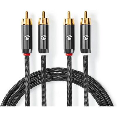 Nedis Stereo-Audiokabel 2x RCA Stecker 2x RCA Stecker Vergoldet 1.00 m rund Grau / Gun M (1 m, Cinch Kabel), Audiokabel Nedis Stereo-Audiokabel 2x RCA Stecker 2x RCA Stecker Vergoldet 1.00 m rund Grau / Gun M (1 m, Cinch Kabel), Audiokabel