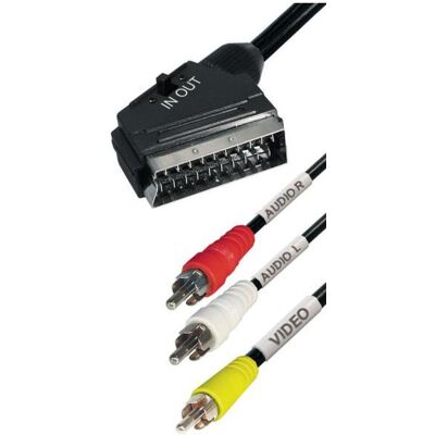 Hapena Video-Kabel 2m DS21 C/2C B 57800 Scart-St. - 3xCinch-St. (Audio+Video) (2 m), Audiokabel Hapena Video-Kabel 2m DS21 C/2C B 57800 Scart-St. - 3xCinch-St. (Audio+Video) (2 m), Audiokabel