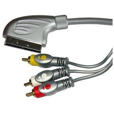 Cabletech Kabel Scart - RCA (Cinch) x4 1.5m srebrny (KPO3419-1.5) (1.50 m), Audiokabel Cabletech Kabel Scart - RCA (Cinch) x4 1.5m srebrny (KPO3419-1.5) (1.50 m), Audiokabel
