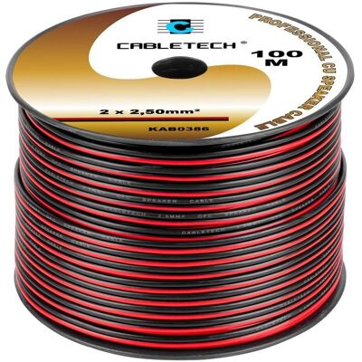 Cabletech 2,5 mm schwarzes und rotes Lautsprecherkabel (100 m, 2.50 mm²), Lautsprecherkabel, Schwarz, Rot Cabletech 2,5 mm schwarzes und rotes Lautsprecherkabel (100 m, 2.50 mm²), Lautsprecherkabel, Schwarz, Rot