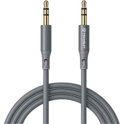 Techsuit - Premium Cable Adapter SoundFleX (AC3) - 3.5mm to Jack, Hi-Fi Quality, Silica Gel - Gray (AUX Kabel), Audiokabel Techsuit - Premium Cable Adapter SoundFleX (AC3) - 3.5mm to Jack, Hi-Fi Quality, Silica Gel - Gray (AUX Kabel), Audiokabel