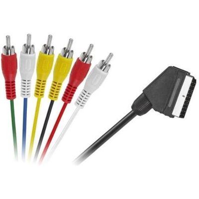 Blackmoon KPO2711 SCART/6RCA kabelis (1.20 m, Cinch Kabel), Audiokabel Blackmoon KPO2711 SCART/6RCA kabelis (1.20 m, Cinch Kabel), Audiokabel