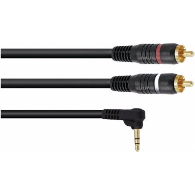 Omnitronic Adapterkabel 3,5 Klinke 90°/2xCinch 0,5m (0.50 m, AUX Kabel), Audiokabel Omnitronic Adapterkabel 3,5 Klinke 90°/2xCinch 0,5m (0.50 m, AUX Kabel), Audiokabel