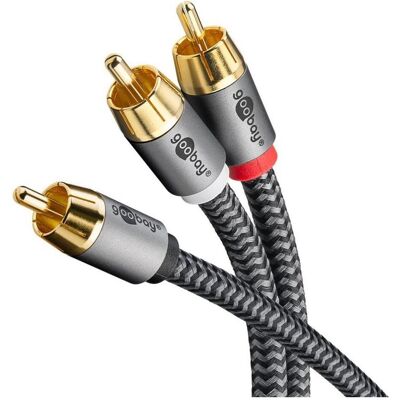 Goobay Cinch Y-Kabel, 10 m, Sharkskin Grey (10 m, Cinch Kabel), Audiokabel Goobay Cinch Y-Kabel, 10 m, Sharkskin Grey (10 m, Cinch Kabel), Audiokabel