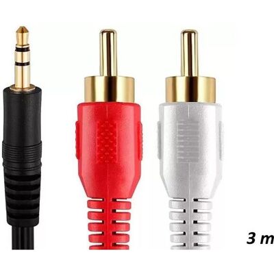 Riff RF027 3 5mm uz 2xRCA audio vads 3m ar apzeltitiem savienotajiem 4752219012027 (3 m, Cinch Kabel), Audiokabel Riff RF027 3 5mm uz 2xRCA audio vads 3m ar apzeltitiem savienotajiem 4752219012027 (3 m, Cinch Kabel), Audiokabel