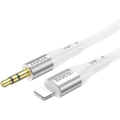 Hoco Cable cable AUX Jack 3,5 mm to Lightning UPA22 1 m white (1 m, AUX Kabel), Audiokabel Hoco Cable cable AUX Jack 3,5 mm to Lightning UPA22 1 m white (1 m, AUX Kabel), Audiokabel