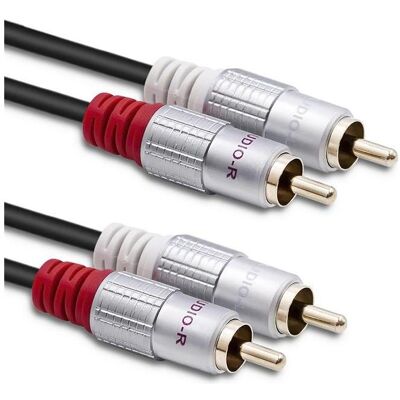 Qoltec 52337 audio cable 2 x RCA Black (2 m), Audiokabel Qoltec 52337 audio cable 2 x RCA Black (2 m), Audiokabel